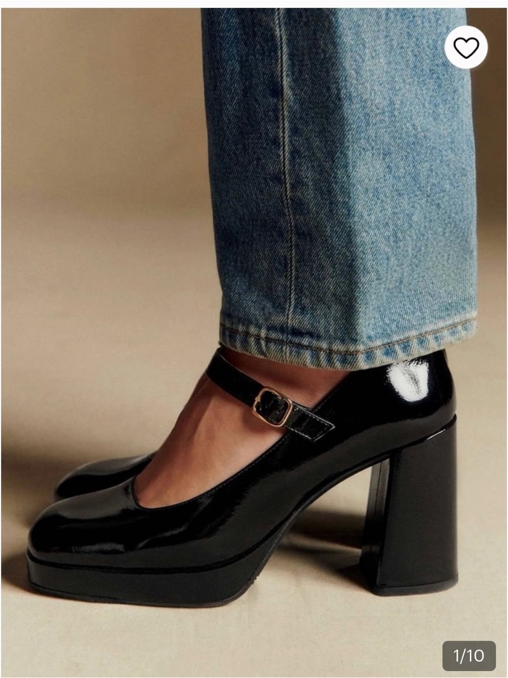 Sezane Black Patent Mary Jane Platform Heels